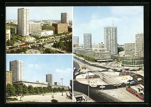 AK Warszawa, Ulica Marszalkowska, Widol z placu Defilad na Sciane Wschodnia ulicy Marszalkowskiej, Strassenbahn