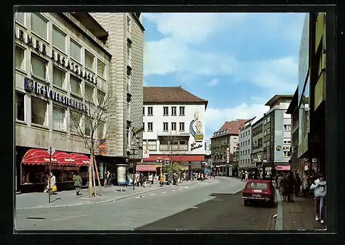 AK Kaiserslautern, Eisenbahnstrasse mit Haus der Barmer Ersatzkasse, Hotel und Geschäften