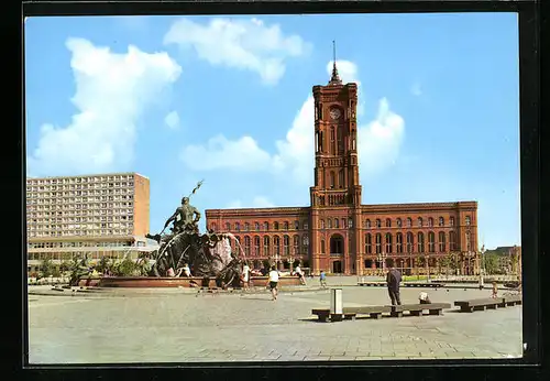 AK Berlin, Rathaus mit Brunnen