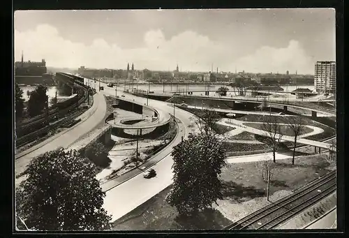 AK Mannheim, Auffahrt zur Rheinbrücke