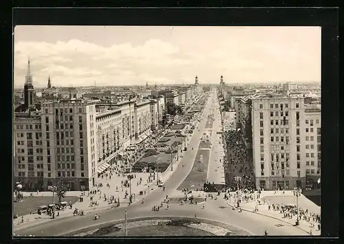 AK Berlin, Fliegeraufnahme der Stalinallee