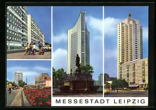 AK Leipzig, Strasse des 18. Oktober, Am Sachsenplatz, Hochhaus der Karl-Marx-Universität