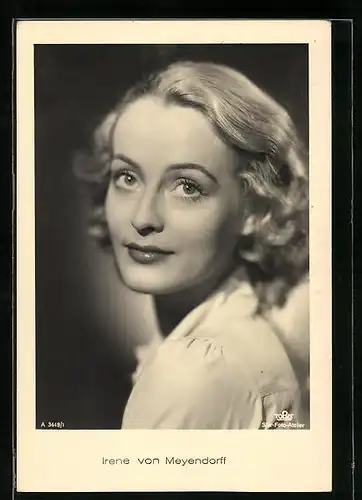 AK Schauspielerin Irene von Meyendorff in schwarzweiss fototgrafiert