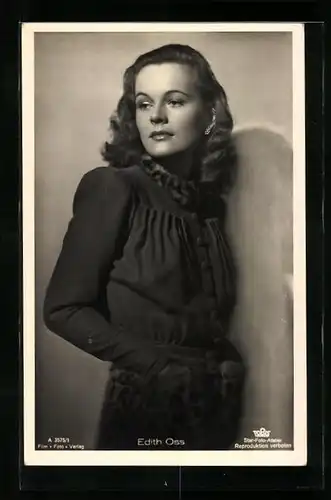 AK Schauspielerin Edith Oss in schwarzweiss fotografiert