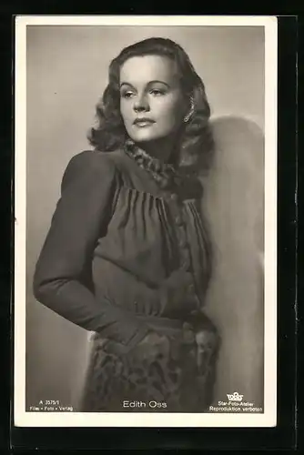 AK Schauspielerin Edith Oss mit offenen Haaren