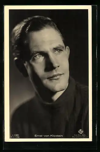 AK Schauspieler Ernst von Klipstein in schwarzweiss fotografiert