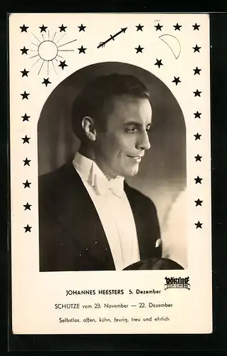 AK Schauspieler Johannes Heesters mit charmantem Blick zur Seite