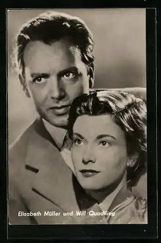 AK Schauspieler Elisabeth Müller und Will Quadflieg in vertrauter Pose