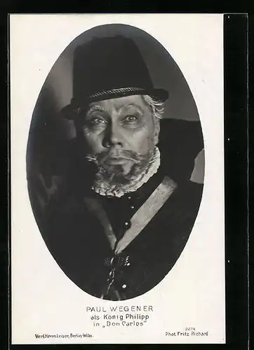 AK Schauspieler Paul Wegener mit einem Hut