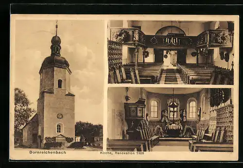 AK Dornreichenbach, Kirche renoviert 1928, Innenansichten