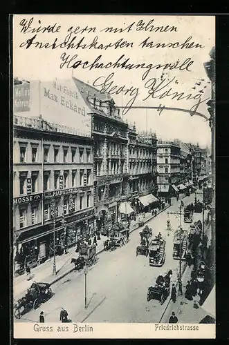 AK Berlin, Verkehr in der Friedrichstrasse aus der Vogelschau