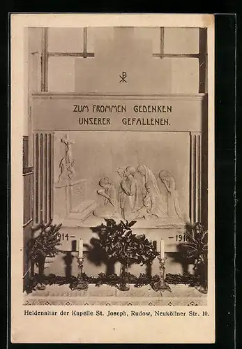 AK Berlin-Rudow, Heldenaltar der Kapelle St. Joseph in der Neuköllner Strasse 10