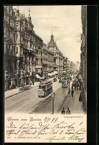 AK Berlin, Strassenbahn in der Leipzigerstrasse