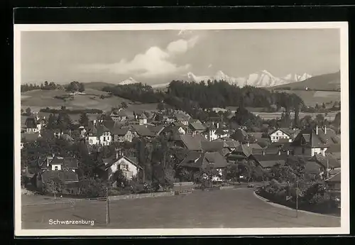 AK Schwarzenburg, Ortsansicht aus der Vogelschau