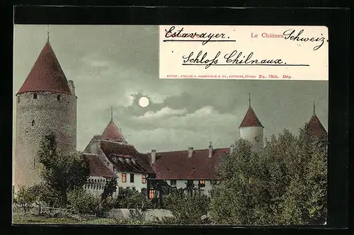 AK Estavayer, Schloss bei Vollmond