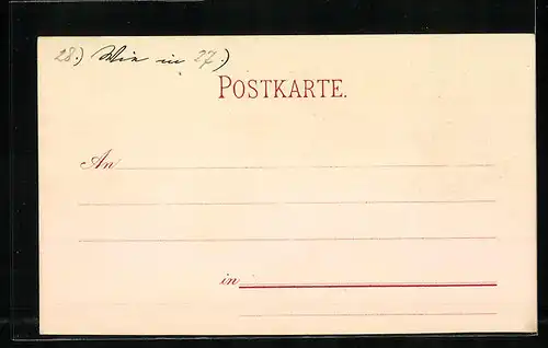 Lithographie Luzern, Teilansicht mit Turm im Wasser