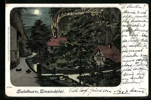 Mondschein-Lithographie Solothurn, Partie an der Einsiedelei