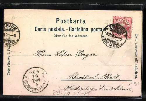 Seiden-AK Zürich, Gesamtansicht des Stadttheaters