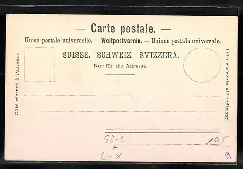 Mondschein-Lithographie Seealpsee, Ortsansicht mit Rosszahn, Berg mit Gesicht / Berggesichter