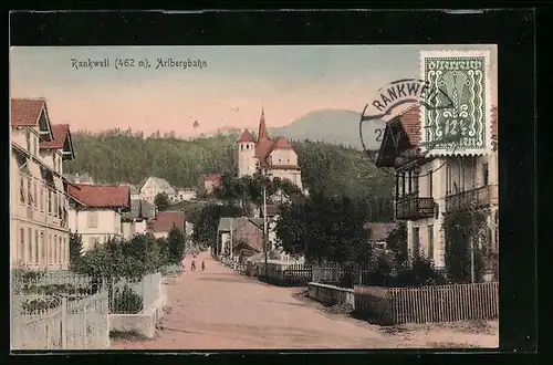 AK Rankweil, Ortsansicht mit der Arlbergbahn