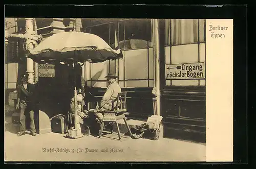 AK Berlin, Berliner Typen, Stiefel-Reinigung für Damen und Herren