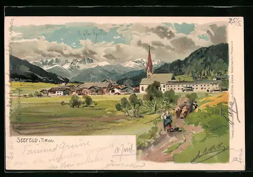 Künstler-AK Edward Theodore Compton: Seefeld, Ortsansicht mit Kirche