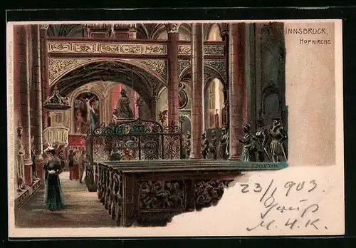 Künstler-AK Edward Theodore Compton: Innsbruck, Hofkirche, Innenansicht