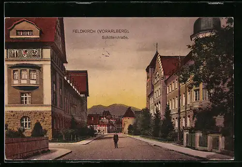 AK Feldkirch, Schillerstrasse in Abendstimmung