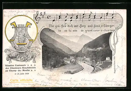 AK Champ-du-Moulin, Reunion Cantonale des Chanteurs Neuchatelois, Sängerfest