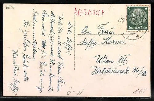 AK Absdorf a. d. Franz Josefsbahn, Strassenpartie mit Blick auf Kirchturm