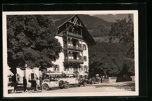 AK Schruns, Hotel Taube und Reisebus