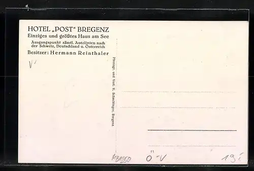 AK Bregenz, Hotel Post von Hermann Reinthaler