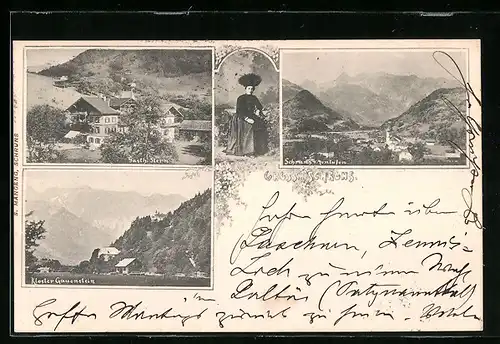 AK Schruns /Montafon, Gasthaus Stern, Kloster Gauenstein, Teilansicht