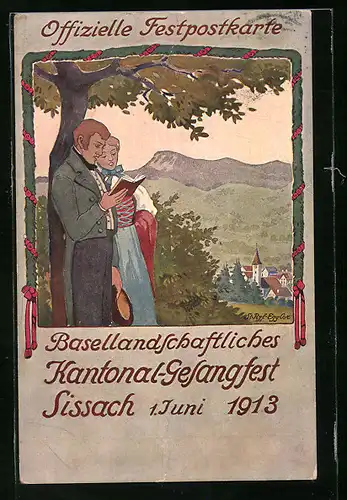 Künstler-AK Sissach, Basellandschaftliches Kantonal-Gesangsfest 1914