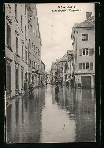 AK Feldkirch, Hochwasserkatastrophe in der Schmiedgasse, 1910