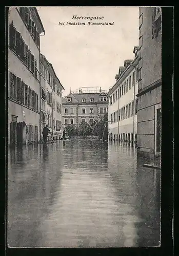 AK Feldkirch, Hochwasserkatastrophe in der Herrengasse, 1910