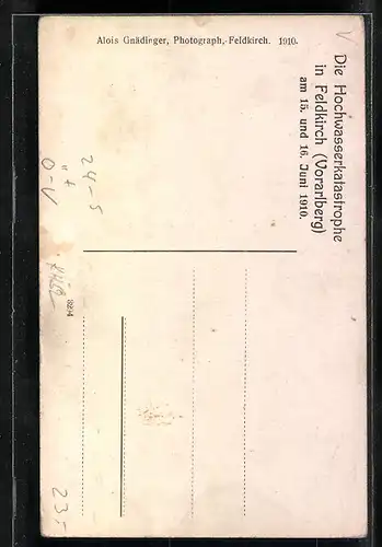 AK Feldkirch, Hochwasserkatastrophe in der Herrengasse, 1910