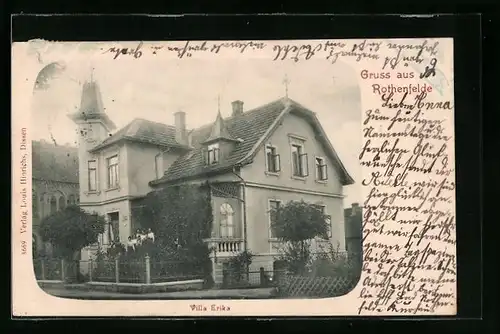 AK Rothenfelde, Villa Erika mit Strassenpartie