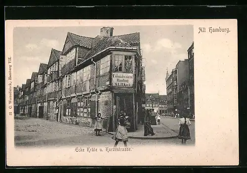 AK Hamburg-Neustadt, Ecke Kräthestrasse (Pilatuspool) und Kurze Strasse