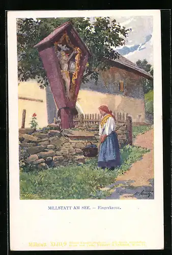 Künstler-AK Millstatt am See, Betende am Fingerkreuz