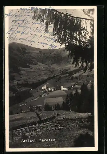 AK Arriach, Dorf aus der Vogelschau