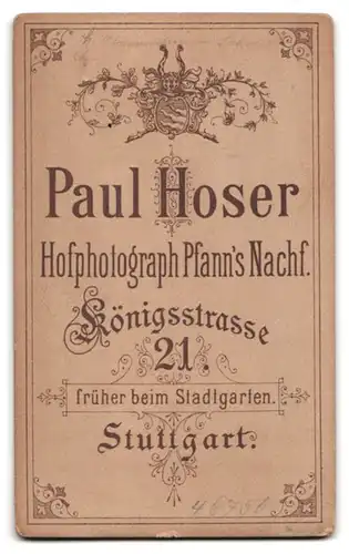 Fotografie Paul Hoser, Stuttgart, Königstrasse 21, Bürgerlicher Mann mit Brille und Vollbart