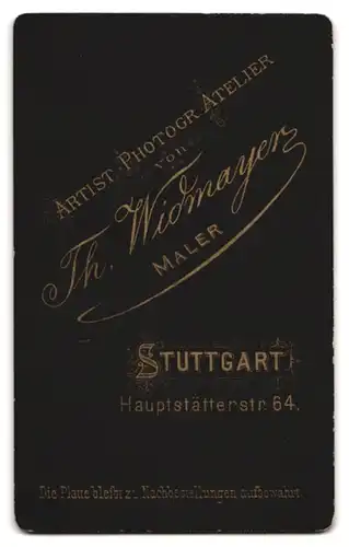 Fotografie Th. Widmayer, Stuttgart, Hauptstätterstr. 64, Bürgerlicher Mann mit Brille im Seitenprofil