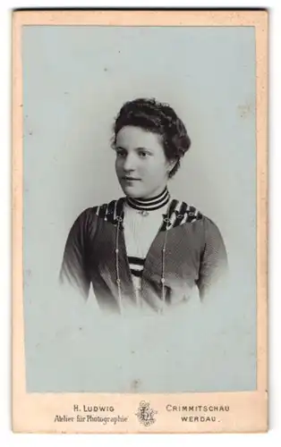 Fotografie H. Ludwig, Crimmitschau, Lindenstrasse, Bürgerliche Dame mit einem sanften Lächeln