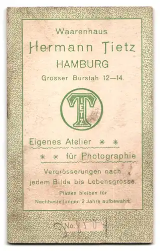 Fotografie Hermann Tiertz, Hamburg, Grosser Burstah 12-14, Bürgerliche Dame mit dem Blick zur Seite