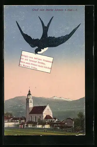 AK Maria Absam bei Hall, Teilansicht mit Blick auf die Kirche