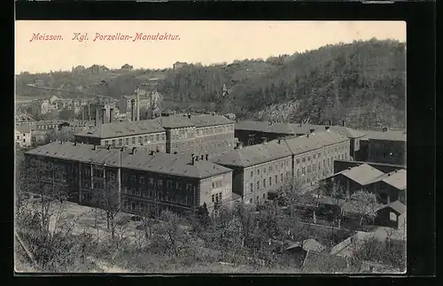 AK Meissen, Kgl. Porzellan-Manufaktur aus der Vogelschau