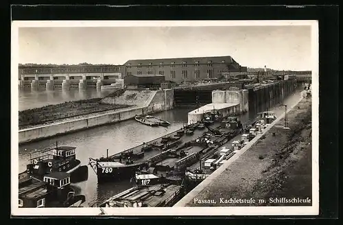AK Passau, Kachletstufe mit Schiffsschleuse