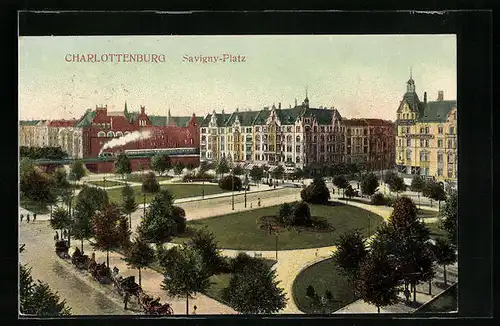 AK Berlin-Charlottenburg, Savigny-Platz aus der Vogelschau