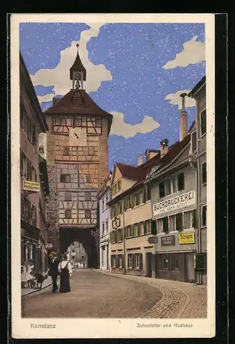 AK Konstanz, Schnetztor und Hushaus, Buchdruckerei